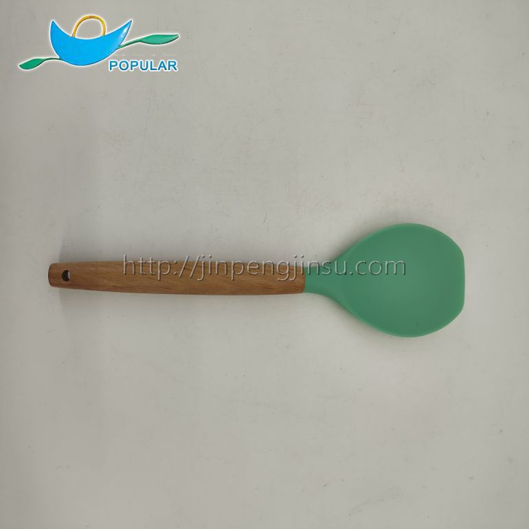 set of 5 wood handle silicone kitchen utensils 