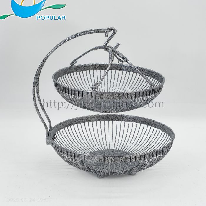 gray double layered fruit basket