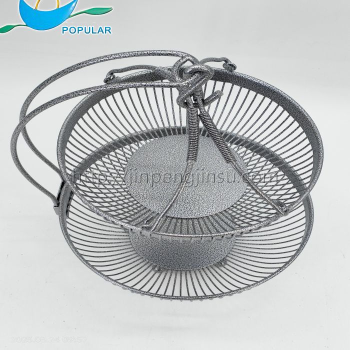 gray double layered fruit basket