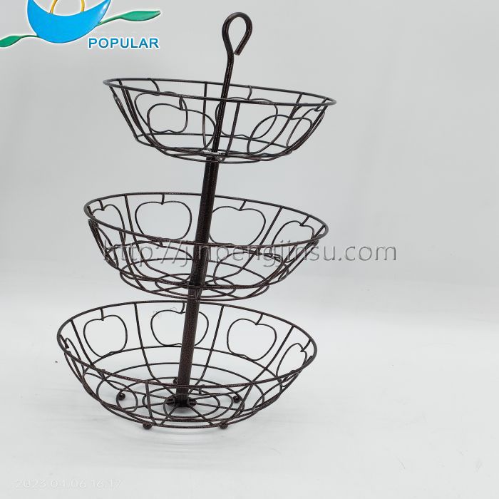 Silver gray 3-tier fruit basket