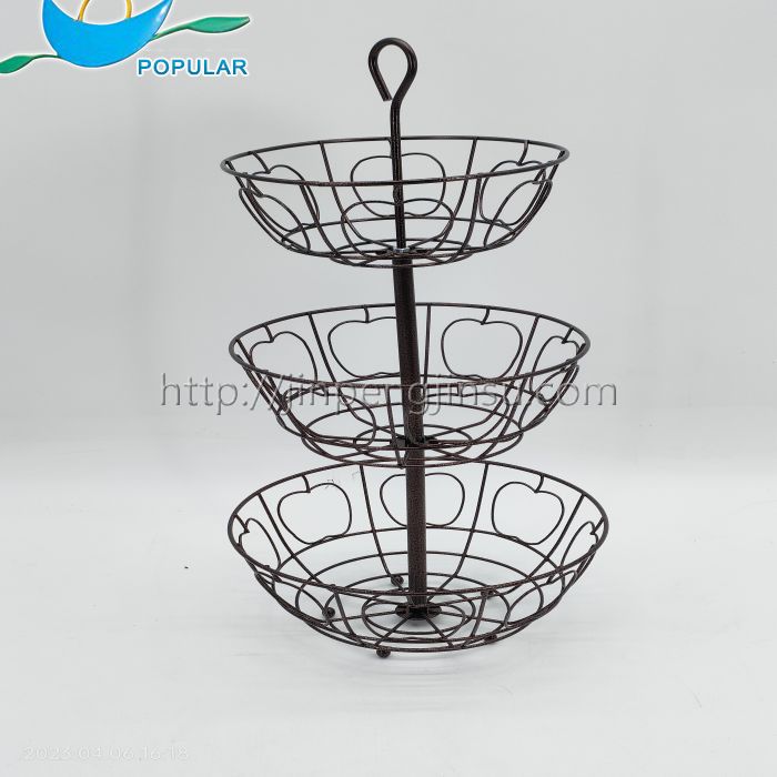Silver gray 3-tier fruit basket