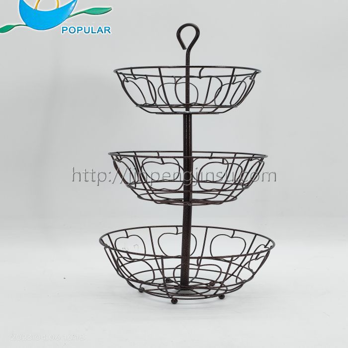 Silver gray 3-tier fruit basket