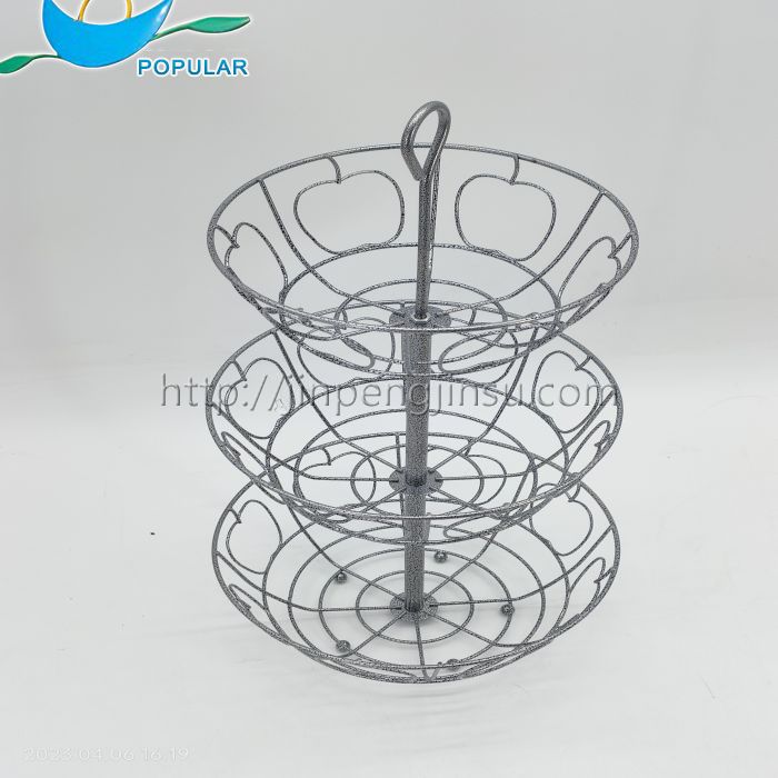 Silver gray 3-tier fruit basket