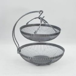 gray double layered fruit basket