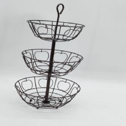 Silver gray 3-tier fruit basket