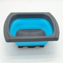 Collapsible colander basket with drag handle